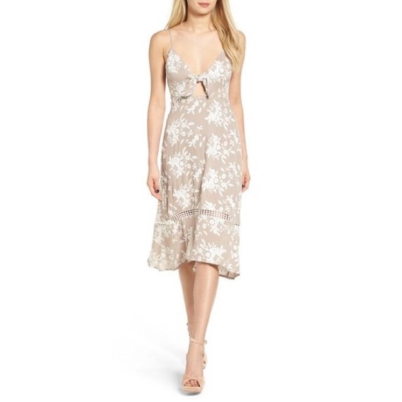 Astr Dresses & Skirts - ASTR the Label Floral Embroidered Tie Midi Dress